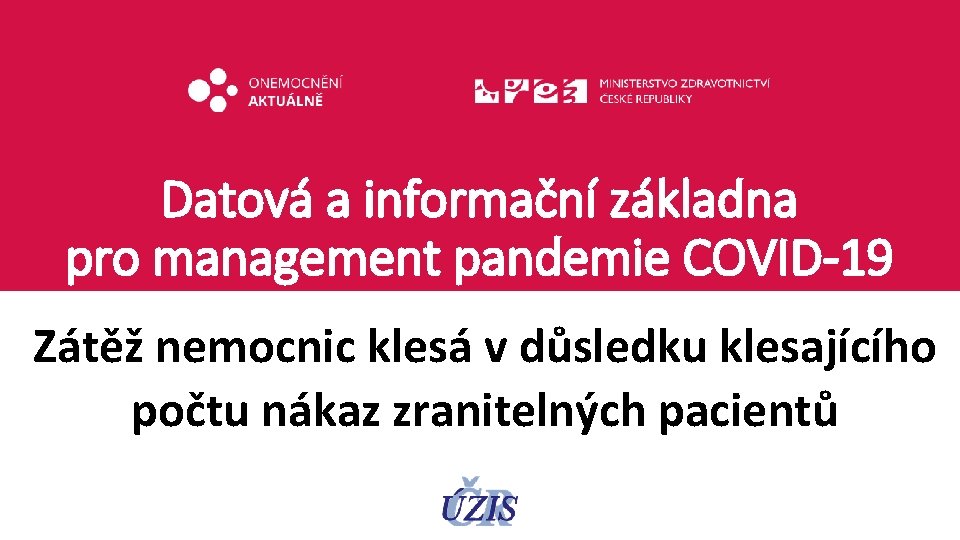 Datová a informační základna pro management pandemie COVID-19 Zátěž nemocnic klesá v důsledku klesajícího