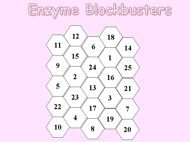 Enzyme Blockbusters 12 11 18 6 15 9 1 24 2 5 25 16
