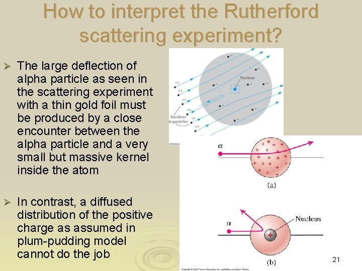 How to interpret the Rutherford scattering experiment? Ø The large deflection of alpha particle