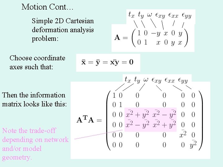 Motion Cont… Simple 2 D Cartesian deformation analysis problem: Choose coordinate axes such that: