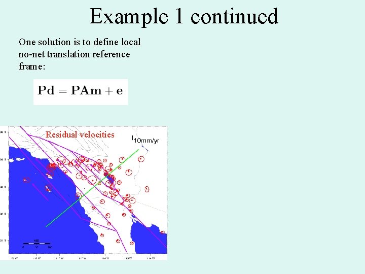 Example 1 continued One solution is to define local no-net translation reference frame: Residual