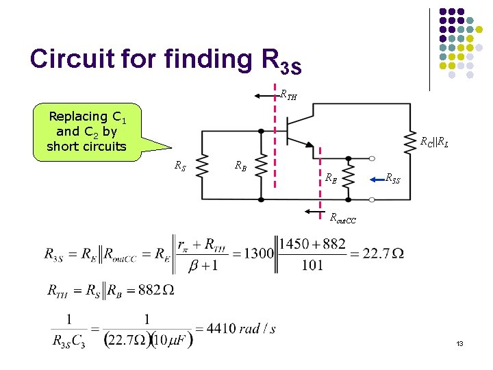 Circuit for finding R 3 S RTH Replacing C 1 and C 2 by