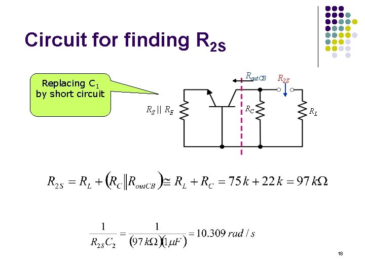 Circuit for finding R 2 S Rout. CB Replacing C 1 by short circuit