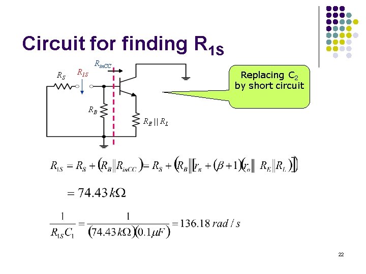 Circuit for finding R 1 S RS R 1 S Rin. CC Replacing C