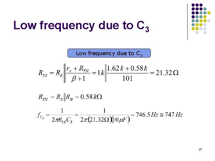 Low frequency due to C 3 27 