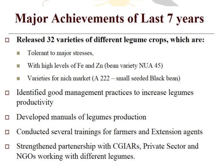 GRAIN LEGUMES AND CEREALS FOR DRYLAND PRODUCTION IN