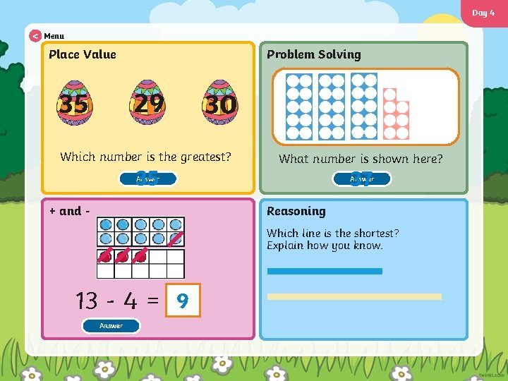 Day 4 < Menu Place Value Problem Solving 29 35 30 Which number is