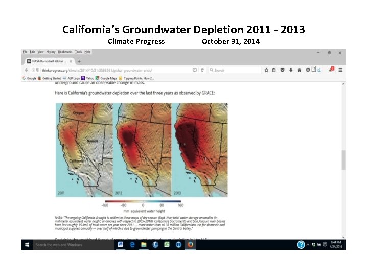 California’s Groundwater Depletion 2011 - 2013 Climate Progress October 31, 2014 