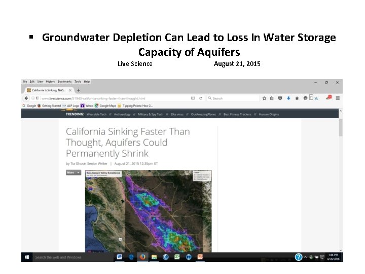 § Groundwater Depletion Can Lead to Loss In Water Storage Capacity of Aquifers Live