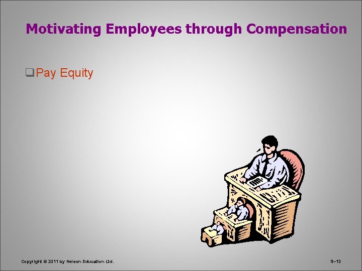 Motivating Employees through Compensation q. Pay Equity Copyright © 2011 by Nelson Education Ltd.