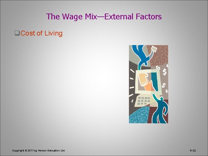 The Wage Mix—External Factors q. Cost of Living Copyright © 2011 by Nelson Education