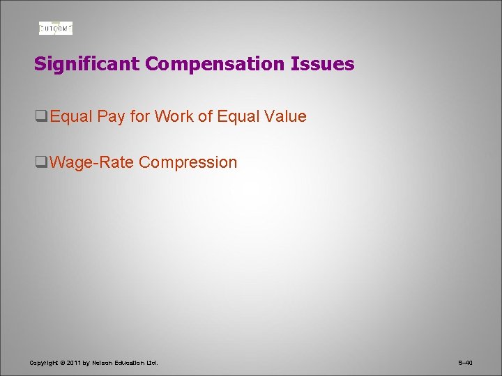 Significant Compensation Issues q. Equal Pay for Work of Equal Value q. Wage-Rate Compression