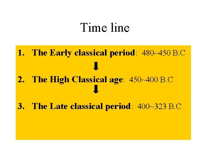 Time line 1. The Early classical period: 480~450 B. C 2. The High Classical