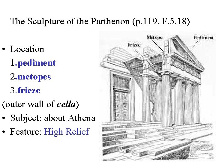 The Sculpture of the Parthenon (p. 119. F. 5. 18) • Location 1. pediment