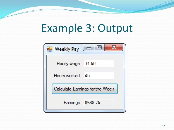 Example 3: Output 17 