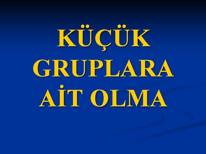 KÜÇÜK GRUPLARA AİT OLMA 