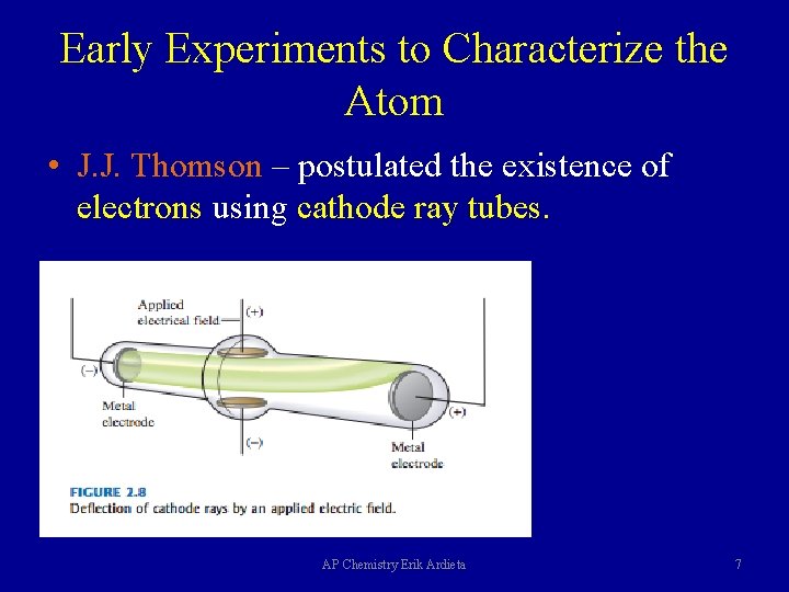 Early Experiments to Characterize the Atom • J. J. Thomson – postulated the existence