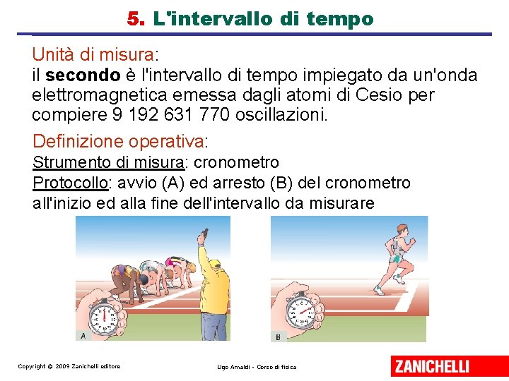 5. L'intervallo di tempo Unità di misura: il secondo è l'intervallo di tempo impiegato