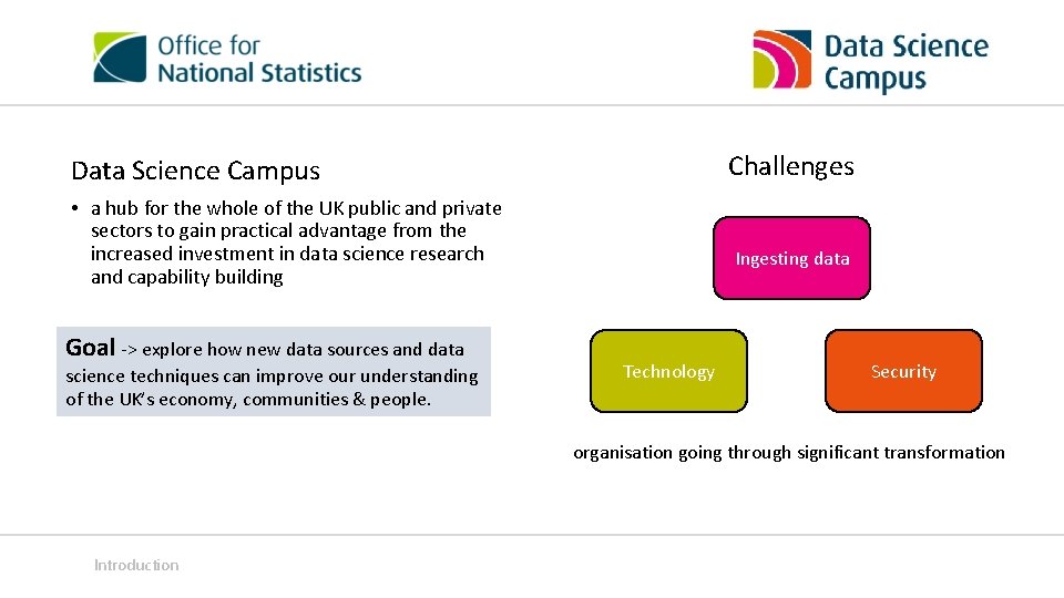Challenges Data Science Campus • a hub for the whole of the UK public Challenges Data Science Campus • a hub for the whole of the UK public