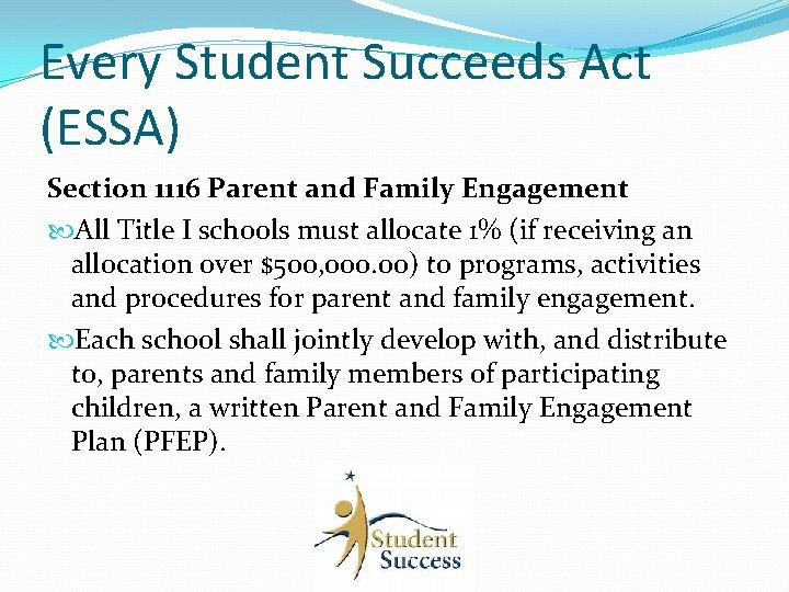 Every Student Succeeds Act (ESSA) Section 1116 Parent and Family Engagement All Title I