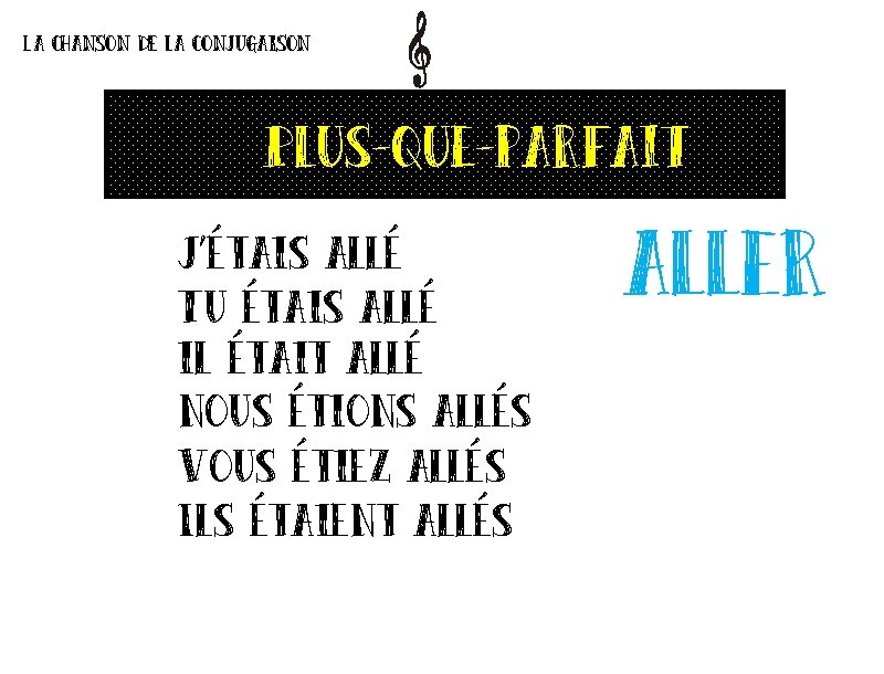 La chanson de la conjugaison Plus-que-parfait J’étais allé Tu étais allé il était allé La chanson de la conjugaison Plus-que-parfait J’étais allé Tu étais allé il était allé