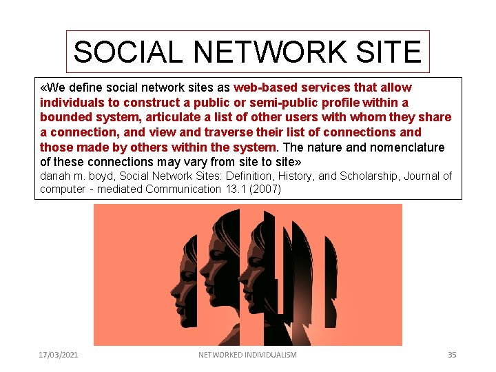SOCIAL NETWORK SITE «We define social network sites as web-based services that allow individuals