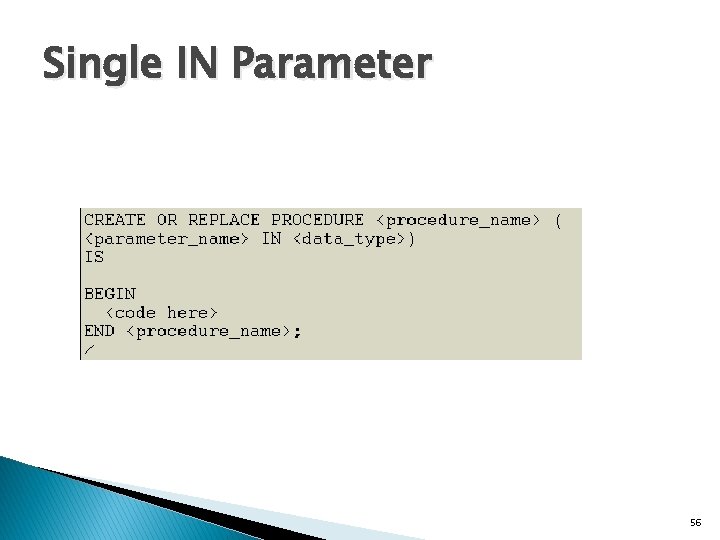 Single IN Parameter 56 