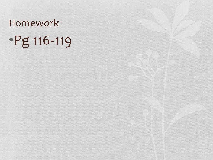 Homework • Pg 116 -119 