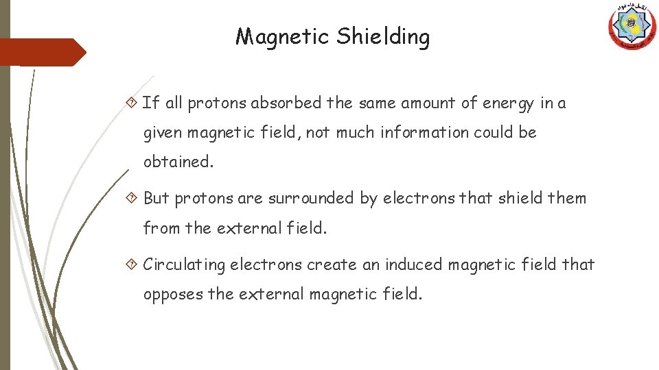 Magnetic Shielding If all protons absorbed the same amount of energy in a given