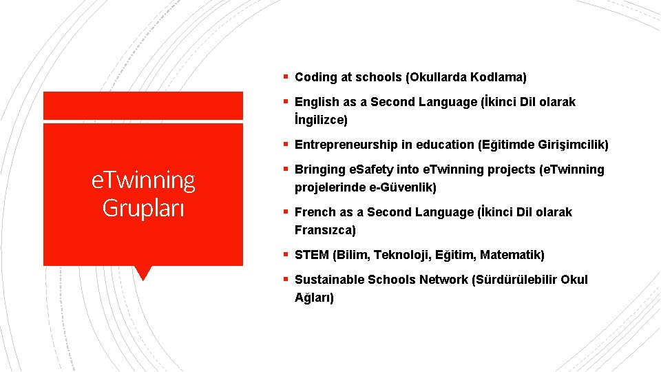 § Coding at schools (Okullarda Kodlama) § English as a Second Language (İkinci Dil