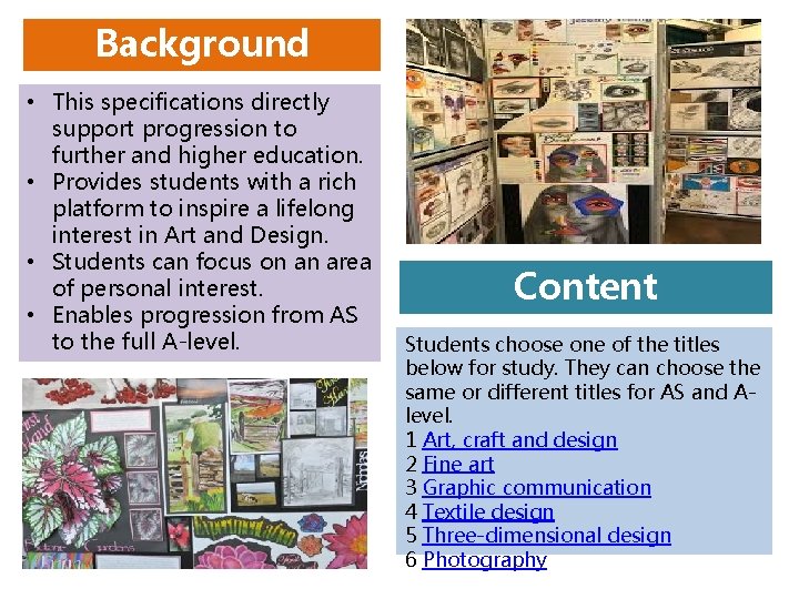 Background • This specifications directly support progression to further and higher education. • Provides Background • This specifications directly support progression to further and higher education. • Provides