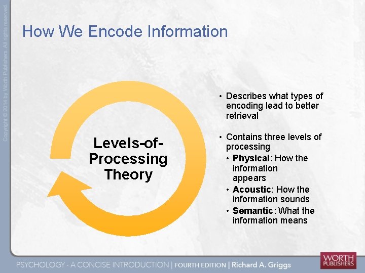 How We Encode Information • Describes what types of encoding lead to better retrieval