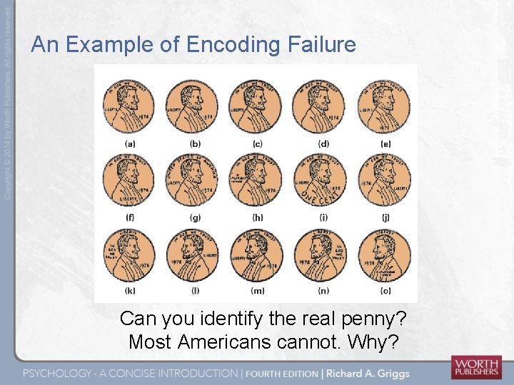 An Example of Encoding Failure Can you identify the real penny? Most Americans cannot.