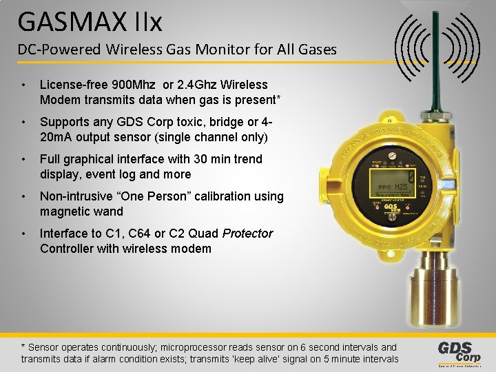 GASMAX IIx DC-Powered Wireless Gas Monitor for All Gases • License-free 900 Mhz or