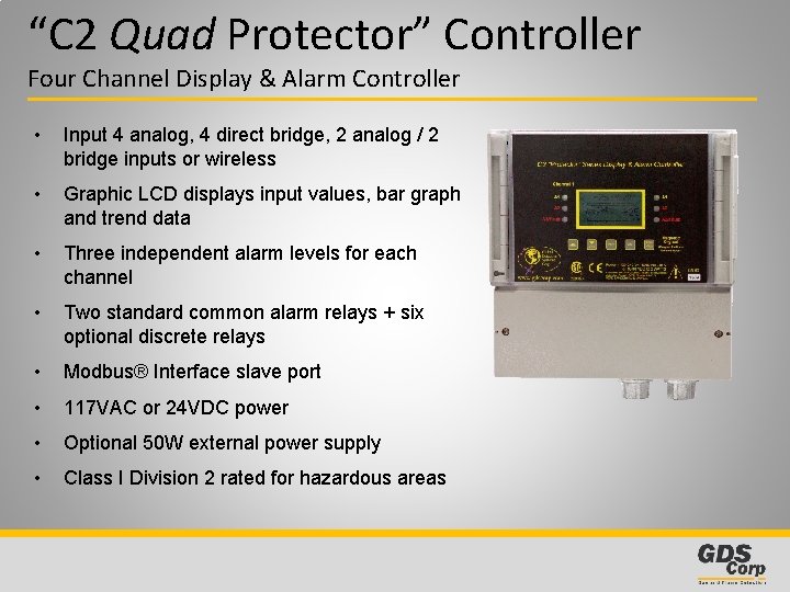 “C 2 Quad Protector” Controller Four Channel Display & Alarm Controller • Input 4