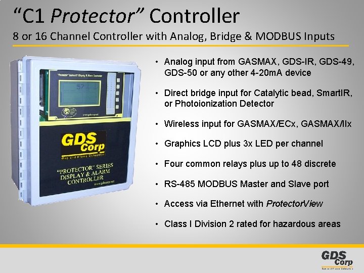 “C 1 Protector” Controller 8 or 16 Channel Controller with Analog, Bridge & MODBUS