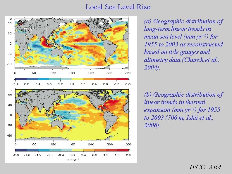 Local Sea Level Rise (a) Geographic distribution of long-term linear trends in mean sea