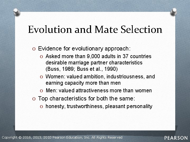 Evolution and Mate Selection O Evidence for evolutionary approach: O Asked more than 9,