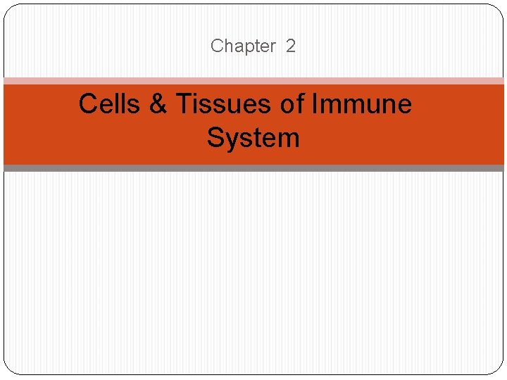 Chapter 2 Cells & Tissues of Immune System Chapter 2 Cells & Tissues of Immune System