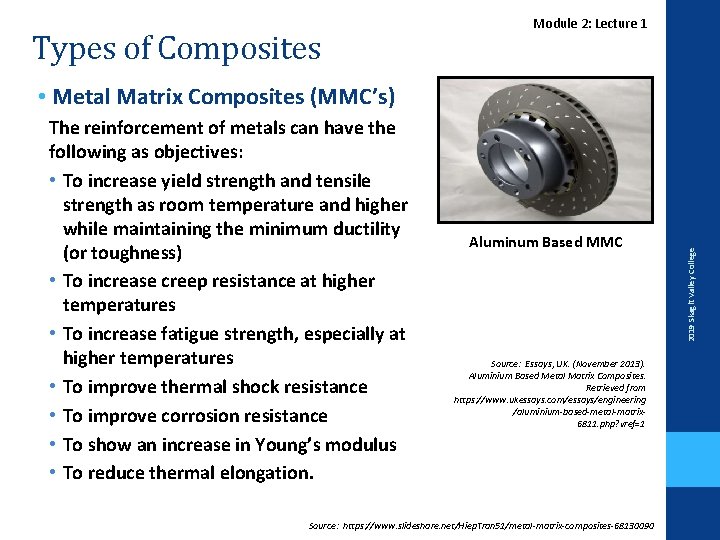 Types of Composites Module 2: Lecture 1 The reinforcement of metals can have the