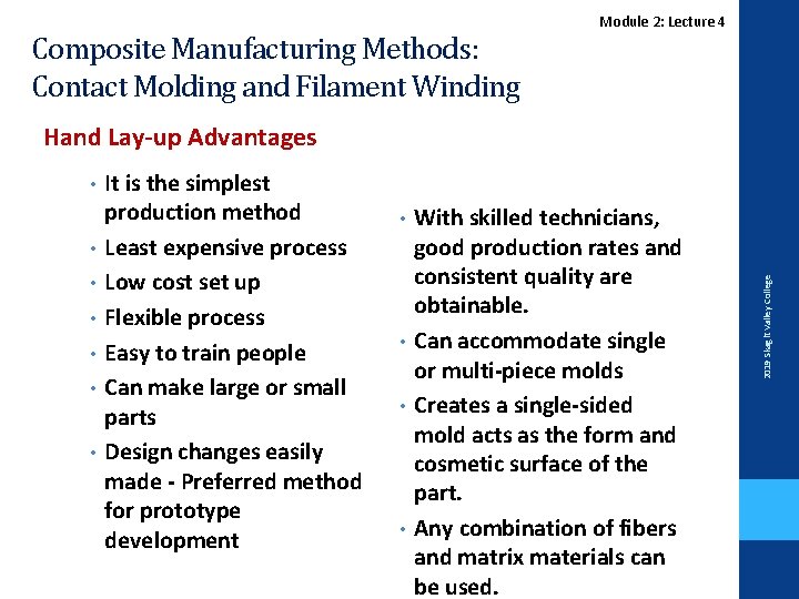 Composite Manufacturing Methods: Contact Molding and Filament Winding Module 2: Lecture 4 Hand Lay-up
