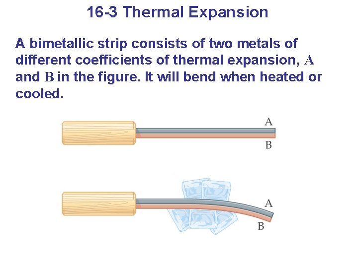 16 -3 Thermal Expansion A bimetallic strip consists of two metals of different coefficients