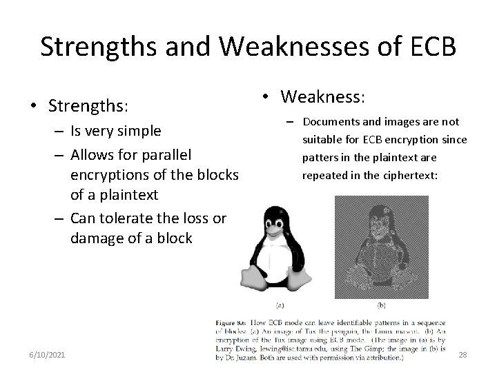 Strengths and Weaknesses of ECB • Weakness: • Strengths: – Is very simple –