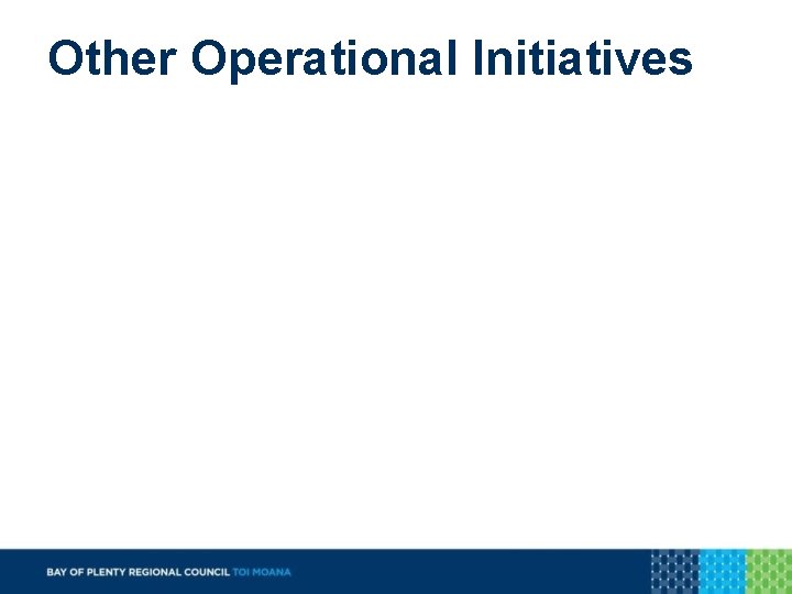 Other Operational Initiatives 