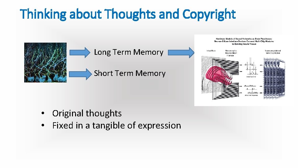 Thinking about Thoughts and Copyright Long Term Memory Short Term Memory • Original thoughts