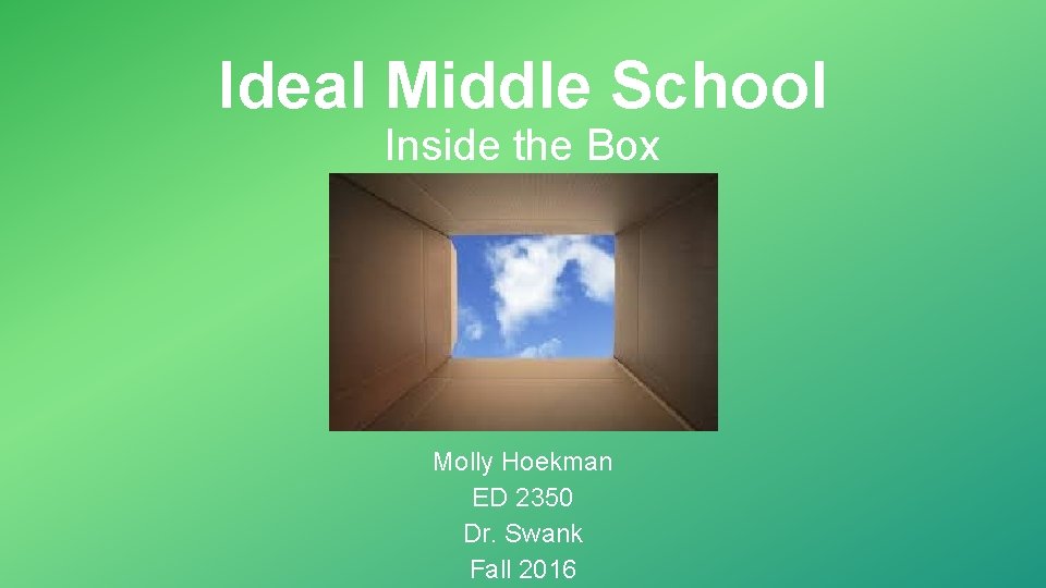 Ideal Middle School Inside the Box Molly Hoekman ED 2350 Dr. Swank Fall 2016