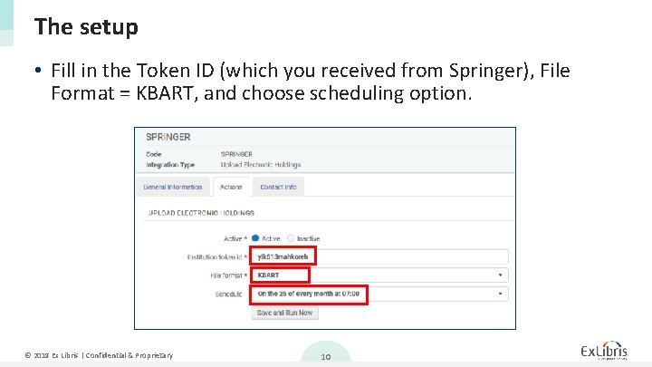 The setup • Fill in the Token ID (which you received from Springer), File The setup • Fill in the Token ID (which you received from Springer), File