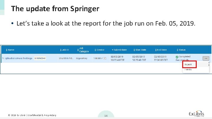The update from Springer • Let’s take a look at the report for the The update from Springer • Let’s take a look at the report for the