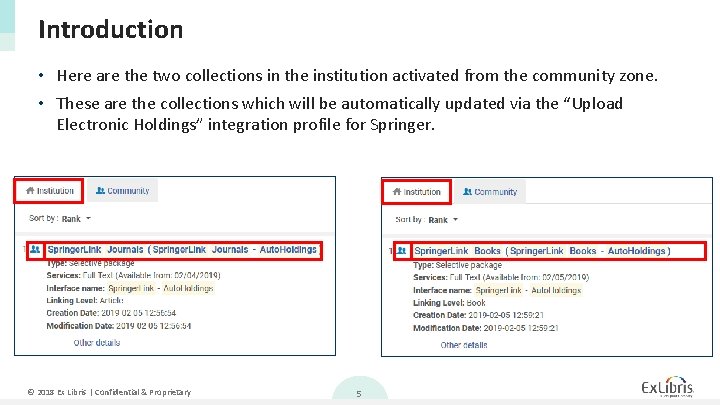 Introduction • Here are the two collections in the institution activated from the community Introduction • Here are the two collections in the institution activated from the community