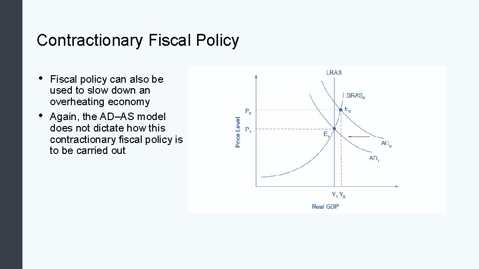 Contractionary Fiscal Policy • • Fiscal policy can also be used to slow down